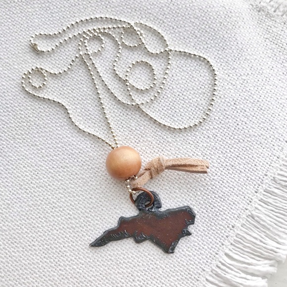 Rustic NORTH CAROLINA Handmade Boho State Necklace - Picture 5 of 6